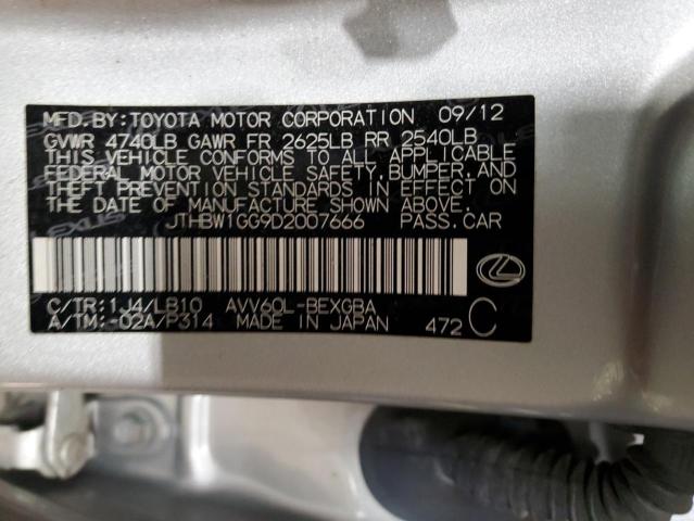 JTHBW1GG9D2007666 - 2013 LEXUS ES 300H SILVER photo 12