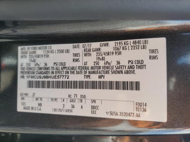 1FMCU9J98HUE57772 - 2017 FORD ESCAPE TITANIUM GRAY photo 14