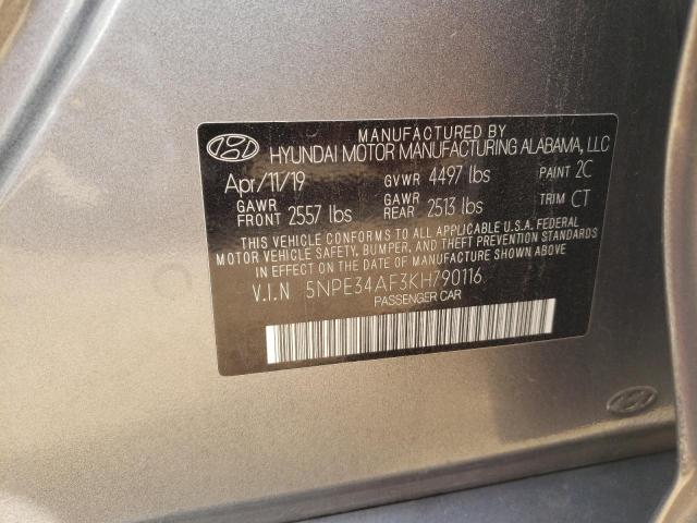 5NPE34AF3KH790116 - 2019 HYUNDAI SONATA LIMITED ნაცრისფერი ფოტო 12