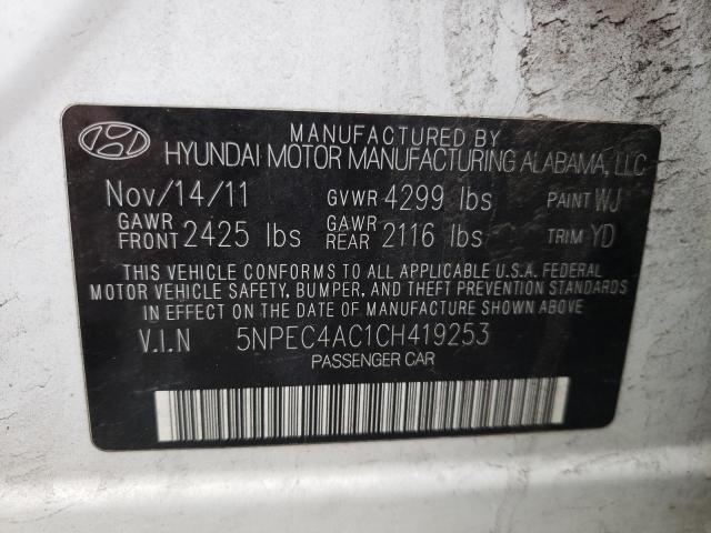 5NPEC4AC1CH419253 - 2012 HYUNDAI SONATA SE WHITE photo 12