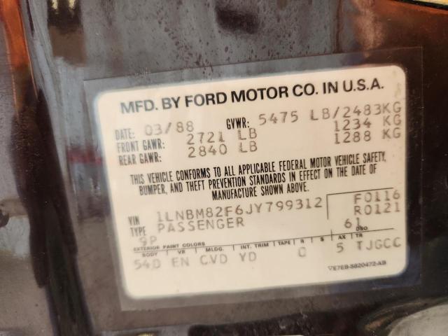 1LNBM82F6JY799312 - 1988 LINCOLN TOWN CAR SIGNATURE BURGUNDY photo 12