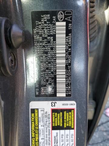 2T1BU4EE4CC905604 - 2012 TOYOTA COROLLA BASE 灰色 照片 13