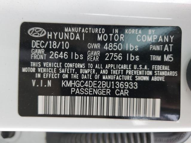 KMHGC4DE2BU136933 - 2011 HYUNDAI GENESIS 3.8L WHITE photo 12