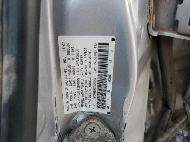 1HGCM65577A050571 - 2007 HONDA ACCORD EX SILVER photo 12