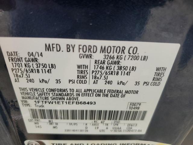 1FTFW1ET1EFB68493 - 2014 FORD F150 SUPERCREW BLUE photo 12