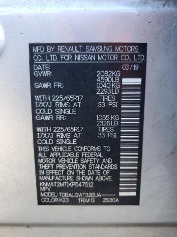 KNMAT2MT1KP547512 - 2019 NISSAN ROGUE S ვერცხლისფერი ფოტო 13