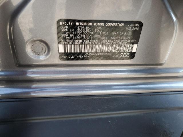 JA4AD2A34HZ000369 - 2017 MITSUBISHI OUTLANDER ES GRAY photo 13