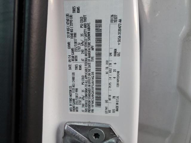 1FMCU9GXXFUA14235 - 2015 FORD ESCAPE SE WHITE photo 13