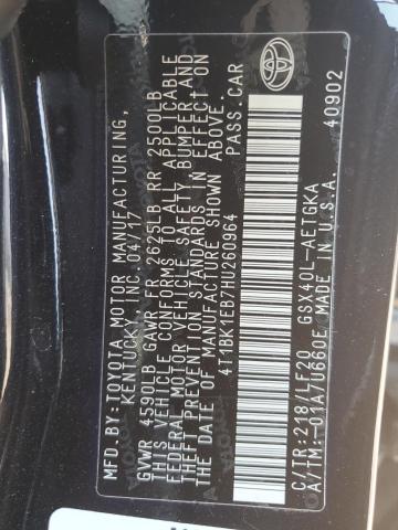 4T1BK1EB7HU260964 - 2017 TOYOTA AVALON XLE BLACK photo 13