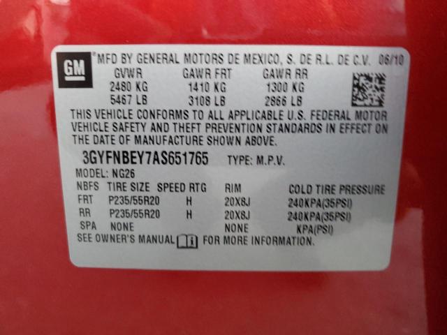 3GYFNBEY7AS651765 - 2010 CADILLAC SRX PERFORMANCE COLLECTION Қызыл фото 13