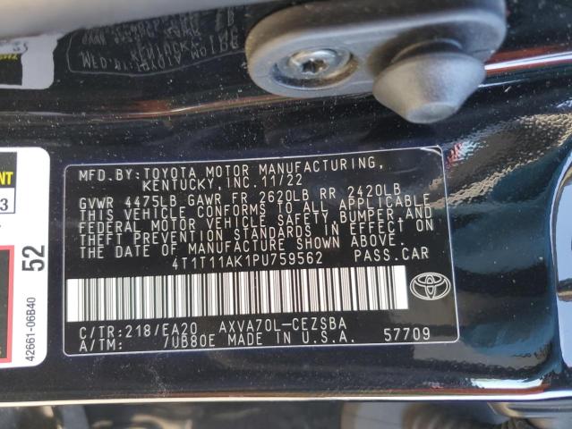 4T1T11AK1PU759562 - 2023 TOYOTA CAMRY SE NIGHT SHADE BLACK photo 12