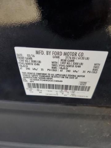 1FM5K7D89GGC34949 - 2016 FORD EXPLORER XLT შავი ფოტო 12