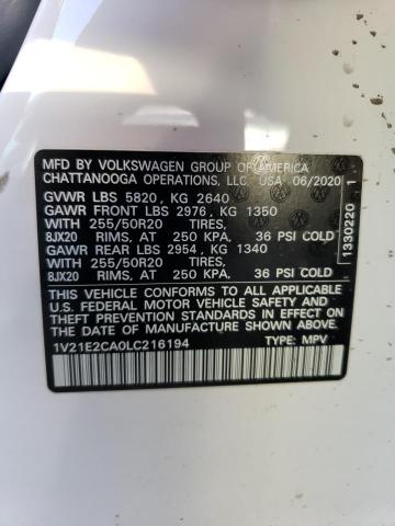 1V21E2CA0LC216194 - 2020 VOLKSWAGEN ATLAS CROS SE Белый фото 13