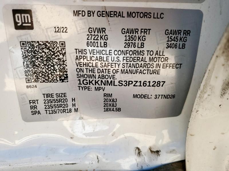 1GKKNMLS3PZ161287 - 2023 GMC ACADIA SLT WHITE photo 13