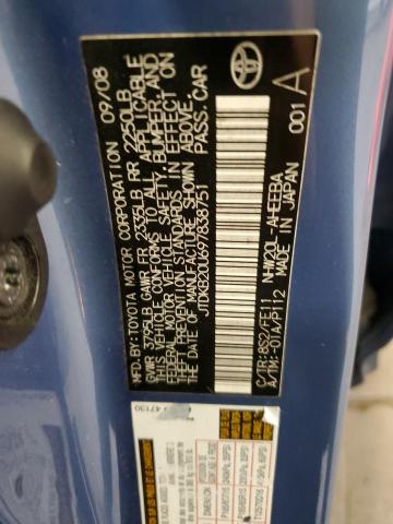 JTDKB20U697838751 - 2009 TOYOTA PRIUS BLUE photo 12