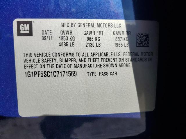 1G1PF5SC1C7171569 - 2012 CHEVROLET CRUZE LT Mavi foto 13