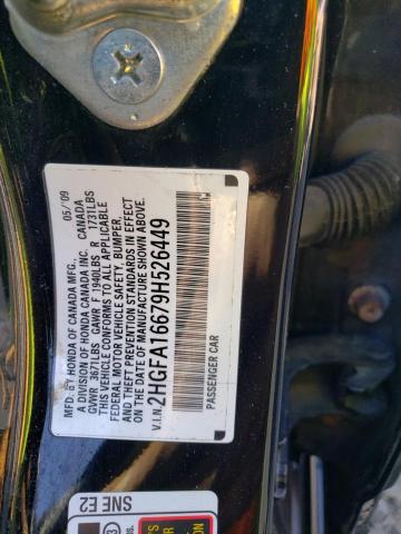 2HGFA16679H526449 - 2009 HONDA CIVIC LX-S 黑色 照片 12