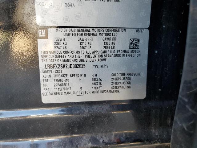 LRBFX2SA2JD002025 - 2018 BUICK ENVISION ESSENCE შავი ფოტო 13