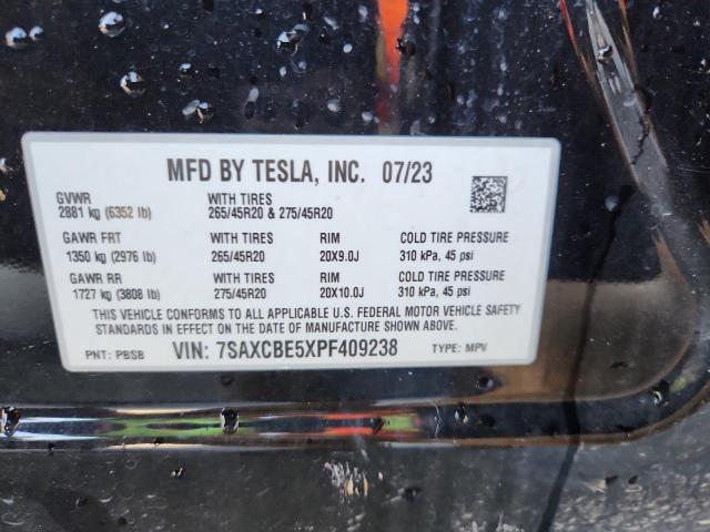 7SAXCBE5XPF409238 - 2023 TESLA MODEL X 黑色 照片 14