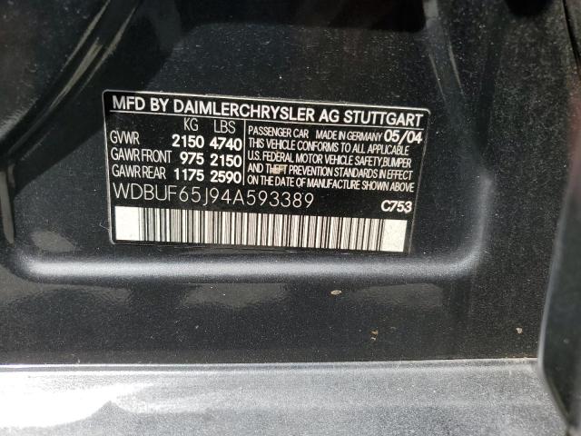 WDBUF65J94A593389 - 2004 MERCEDES-BENZ E 320 CHARCOAL photo 13