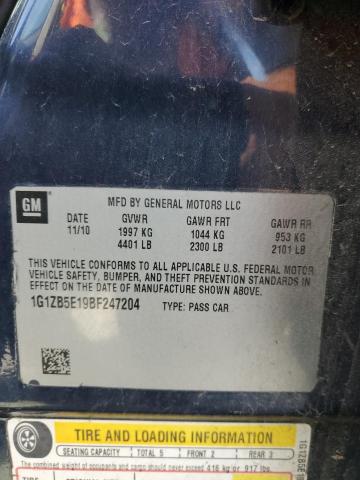 1G1ZB5E19BF247204 - 2011 CHEVROLET MALIBU LS Bleu photo 12