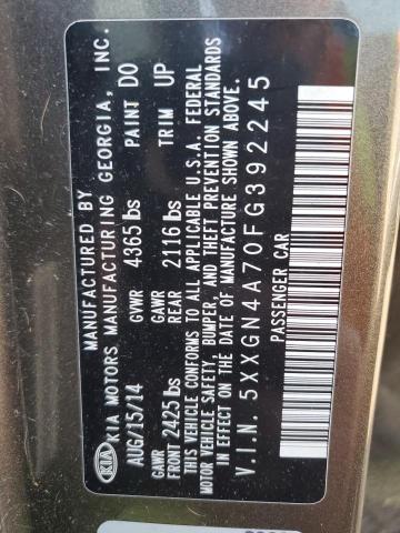 5XXGN4A70FG392245 - 2015 KIA OPTIMA EX GRAY photo 12