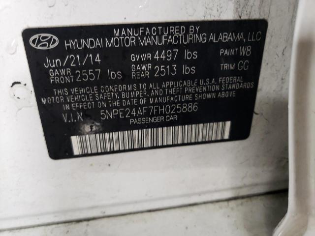 5NPE24AF7FH025886 - 2015 HYUNDAI SONATA SE WHITE photo 12