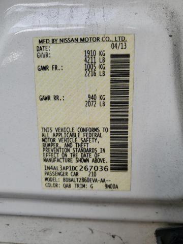 1N4AL3AP1DC267036 - 2013 NISSAN ALTIMA 2.5 WHITE photo 12