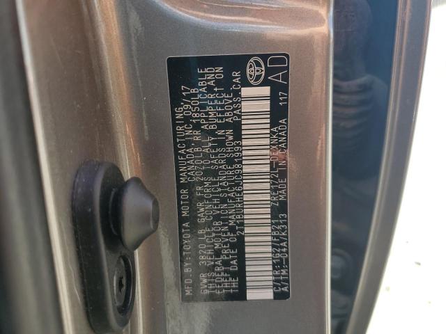 2T1BURHE6JC981993 - 2018 TOYOTA COROLLA L Grau Foto 12