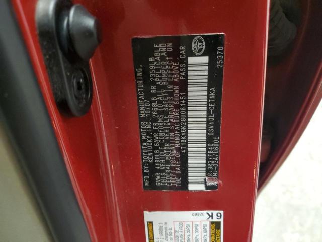 4T1BK46K28U061451 - 2008 TOYOTA CAMRY LE RED photo 12