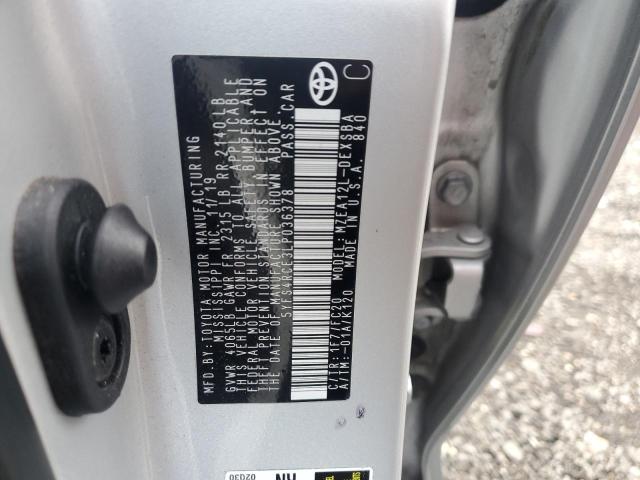 5YFS4RCE3LP036378 - 2020 TOYOTA COROLLA SE 银色 照片 12