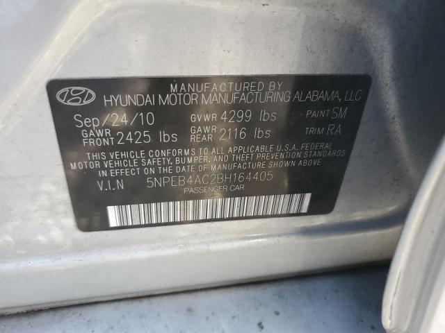 5NPEB4AC2BH164405 - 2011 HYUNDAI SONATA GLS GRAY photo 12