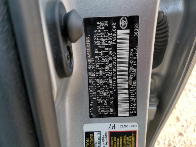 4T1BF1FK1HU335970 - 2017 TOYOTA CAMRY LE 银色 照片 13