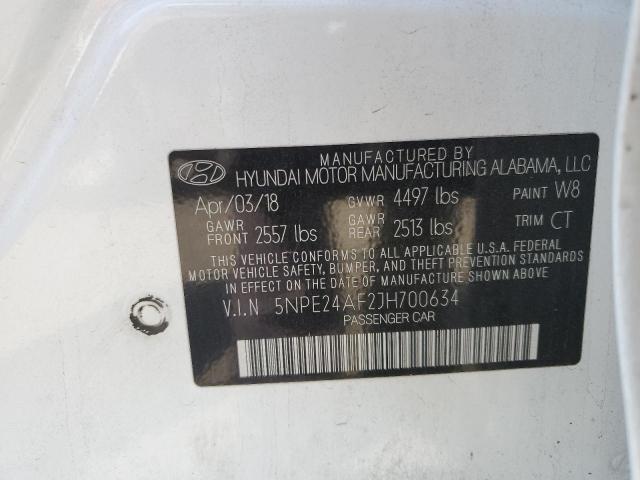 5NPE24AF2JH700634 - 2018 HYUNDAI SONATA SE WHITE photo 12