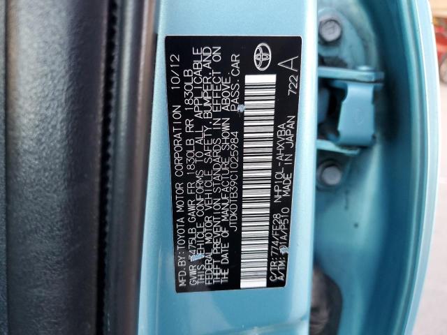 JTDKDTB39C1025984 - 2012 TOYOTA PRIUS C Türkis Foto 12