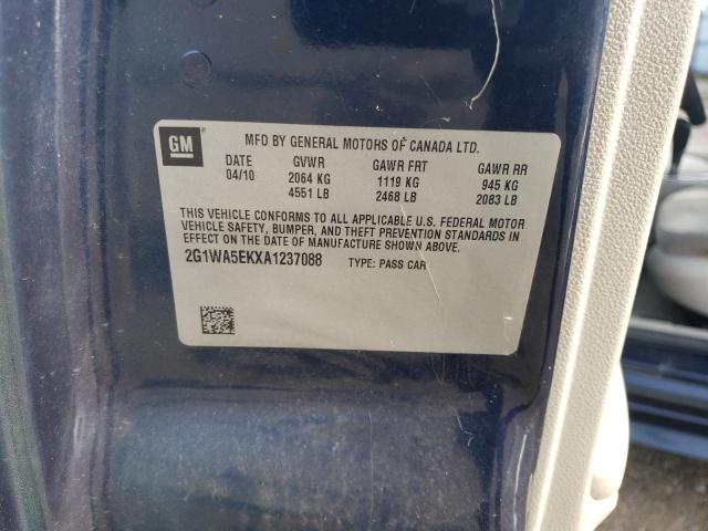 2G1WA5EKXA1237088 - 2010 CHEVROLET IMPALA LS BLUE photo 12