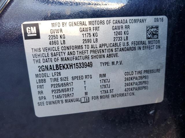 2GNALBEKXH1533949 - 2017 CHEVROLET EQUINOX LS BLUE photo 13