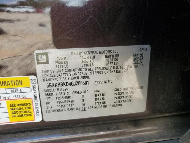 5GAKRBKD4GJ288301 - 2016 BUICK ENCLAVE CHARCOAL photo 13