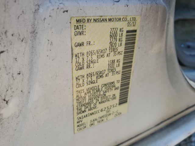 5N1AR1NN1CC625252 - 2012 NISSAN PATHFINDER S Սպիտակ լուսանկար 13