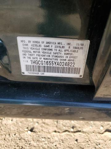 1HGCG1655YA024822 - 2000 HONDA ACCORD EX GREEN photo 12