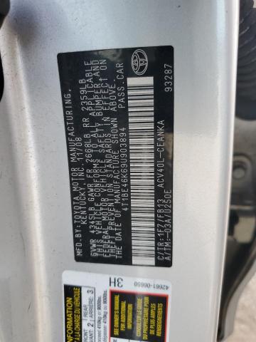 4T1BE46K69U903894 - 2009 TOYOTA CAMRY BASE SILVER photo 12