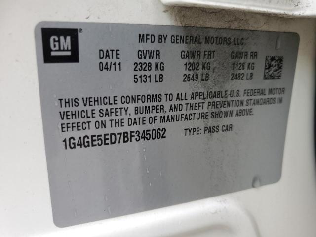 1G4GE5ED7BF345062 - 2011 BUICK LACROSSE CXS Кремовый фото 13