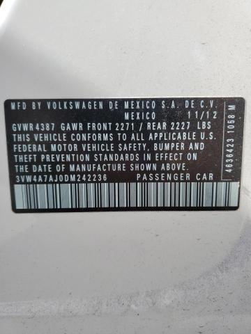 3VW4A7AJ0DM242236 - 2013 VOLKSWAGEN JETTA GLI WHITE photo 12
