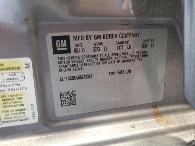 KL1TG5DE4BB243384 - 2011 CHEVROLET AVEO LT GRAY photo 13