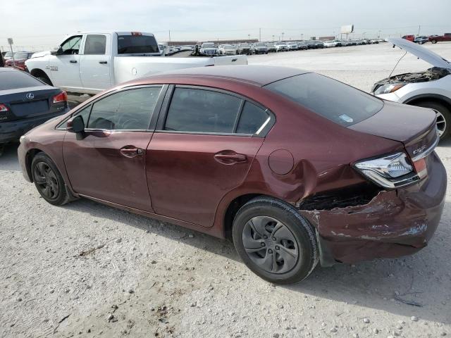 2HGFB2F55DH569688 - 2013 HONDA CIVIC LX MAROON photo 2