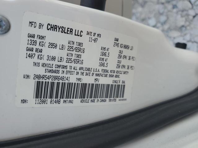 2A8HR54P28R648141 - 2008 CHRYSLER TOWN & COU TOURING WHITE photo 13