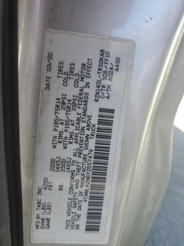 4TANL42N6YZ657479 - 2000 TOYOTA TACOMA SILVER photo 12