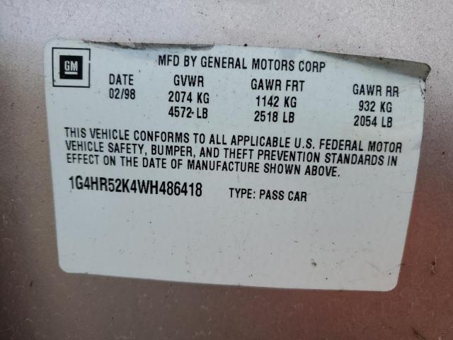 1G4HR52K4WH486418 - 1998 BUICK LESABRE LIMITED TAN photo 12