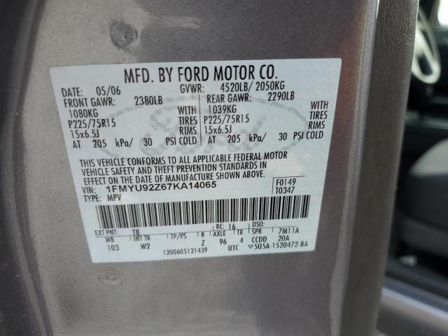 1FMYU92Z67KA14065 - 2007 FORD ESCAPE XLS GRAY photo 13