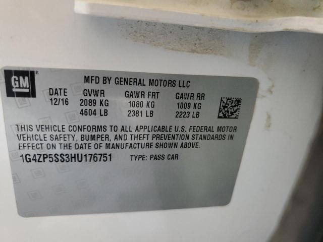 1G4ZP5SS3HU176751 - 2017 BUICK LACROSSE ESSENCE WHITE photo 12